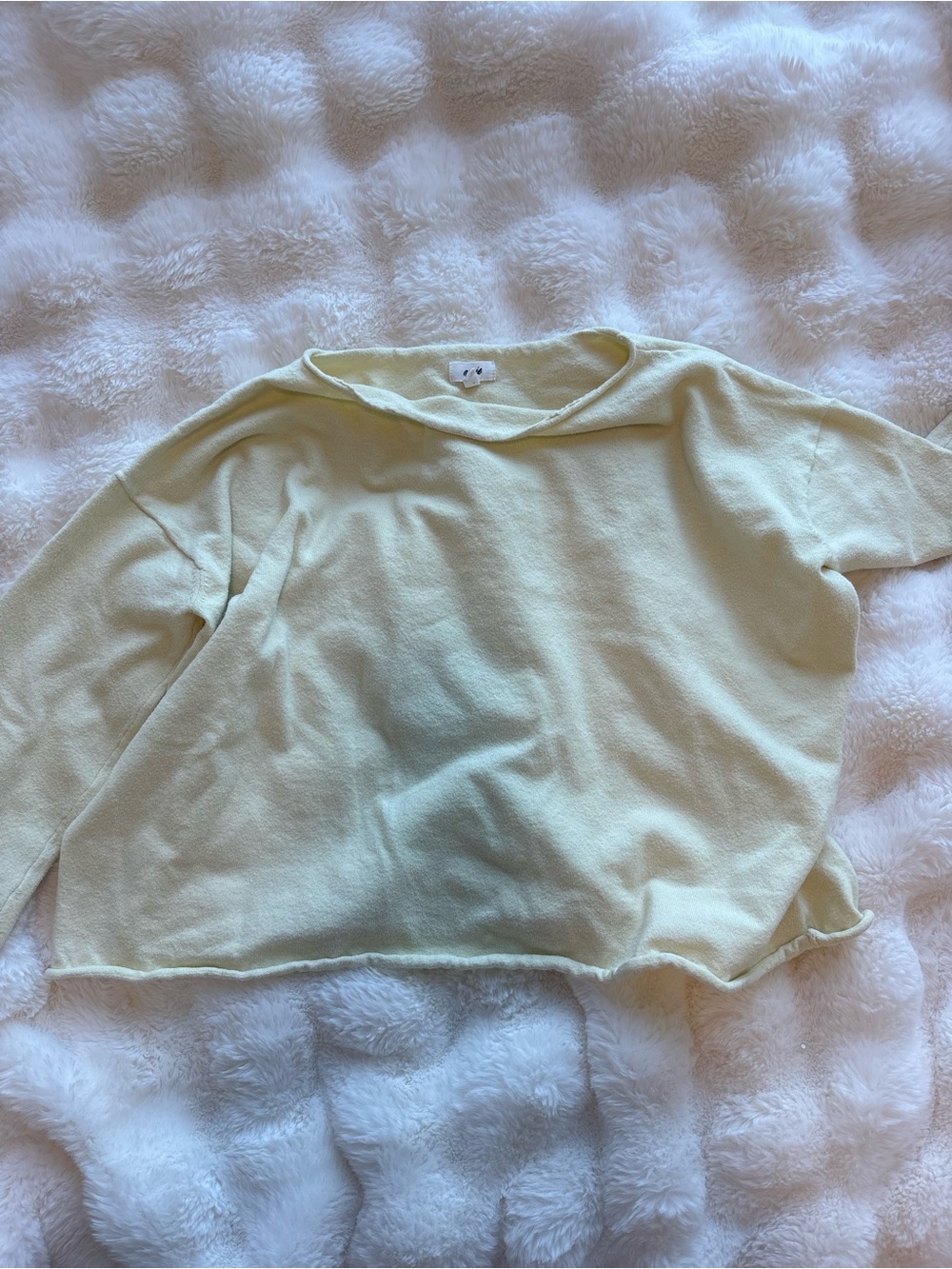 aerie Butter Yellow Knit Cropped Sweatshirt